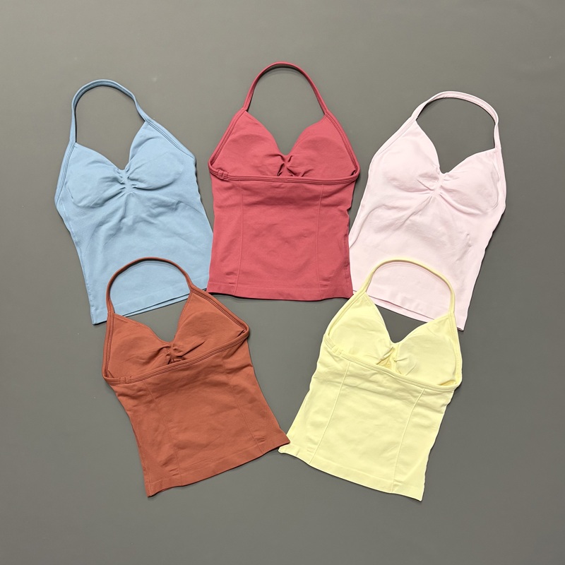 Suspender Tank Top - Gym Dames Sporttanktop Naadloze halter Spaghettibandjes
