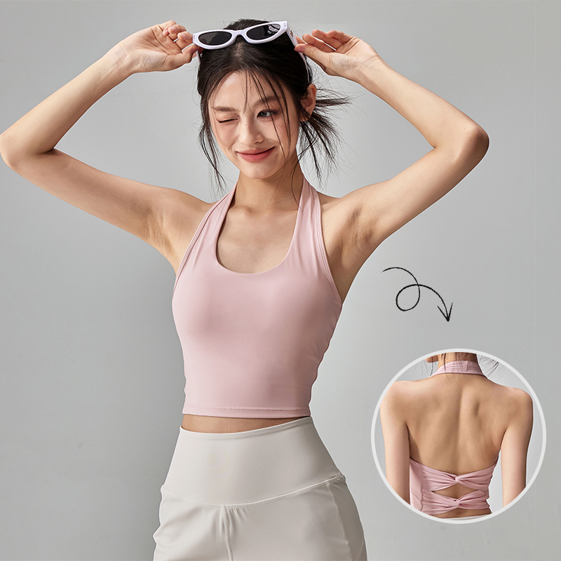 Suspender Tank Top - Halter-trainingstank met dubbele strik voor dames