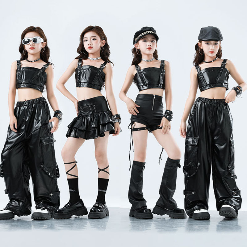 Suspender Tank Top - Kid Kpop Hip Hop Kleding Zwart