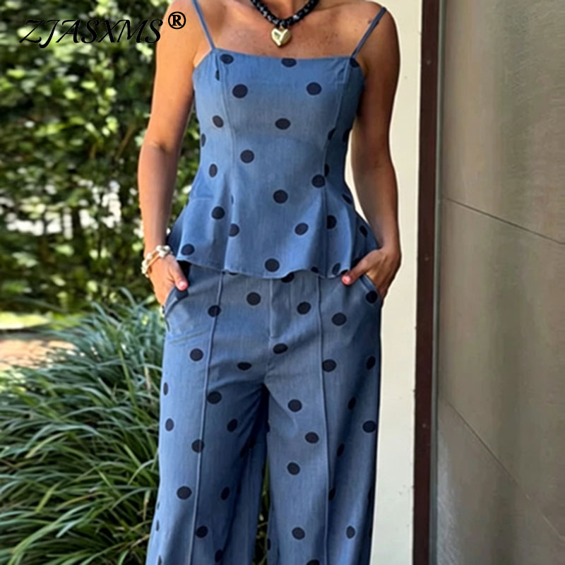 Vintage stippenprint chambray  - Suspender Tank Top recensie en prijs